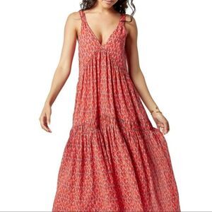 NWT Joie Tiered Maxi Midi Cotton Sundress Loose Fit Straps Pink Tea Rose M Mediu